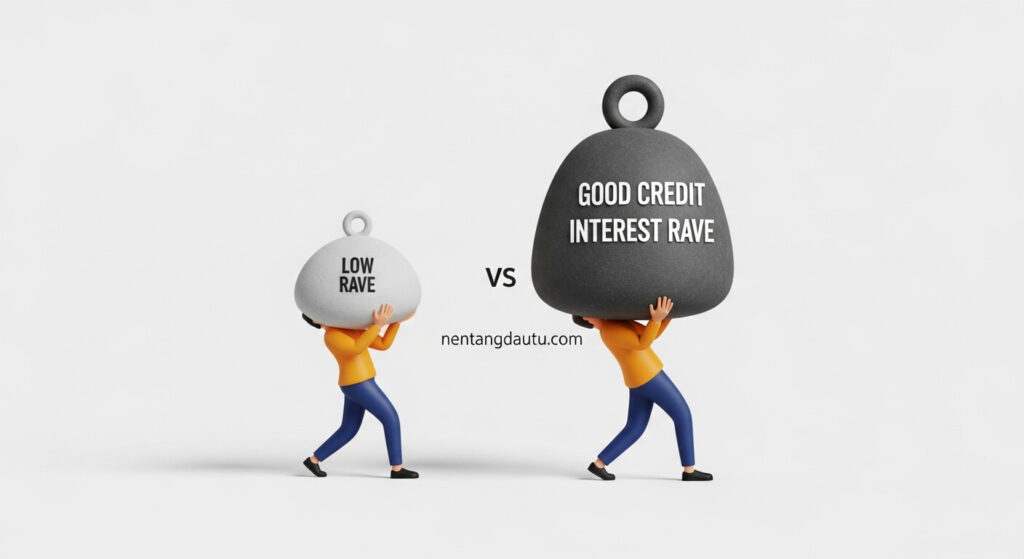số tiền lãi phải trả giữa điểm tốt và điểm xấu